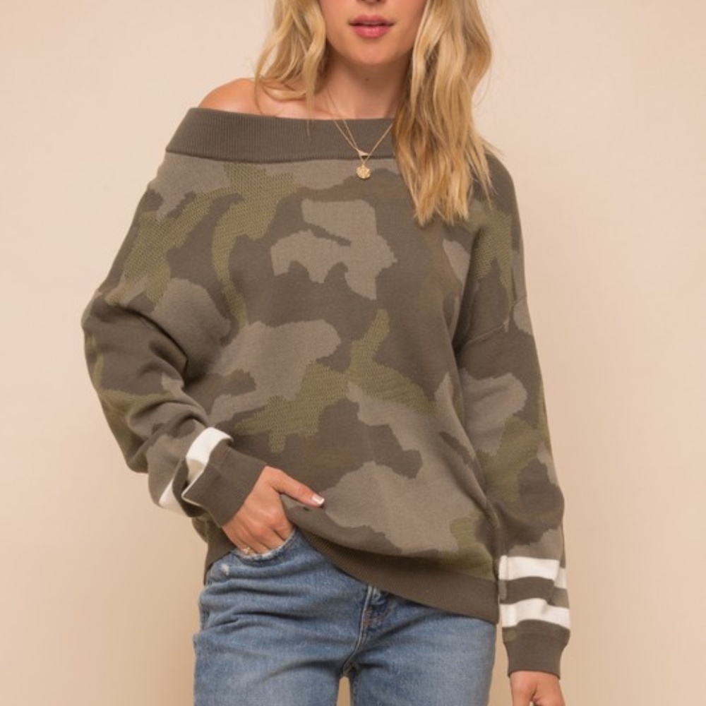 Last 1! NWT CAMOUFLAGE Camo Knit Top - Picture 10 of 13